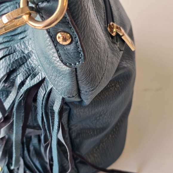 Le Miel Fringe Crossbody Bag Blue Women Cluch Detachable Strap Western Y2k New - Picture 11 of 16